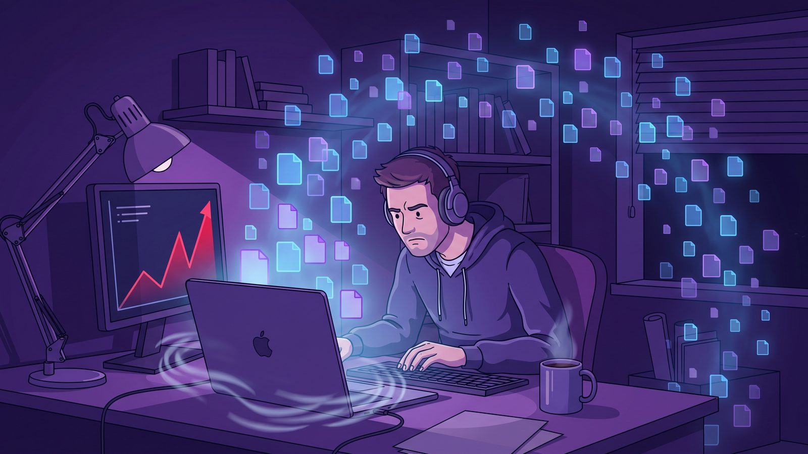 Mac developer dealing with iCloud Drive high CPU while a sync queue floods the workspace with tiny files