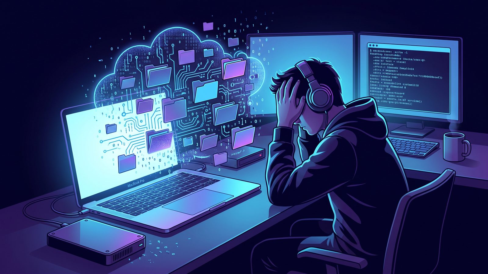 Mac developer facing a tangled backup workflow before adding rsync exclude rules