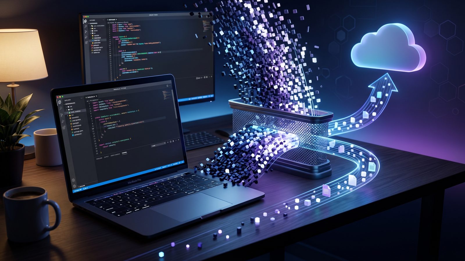 Mac developer watching node_modules folder grow while cloud sync spins